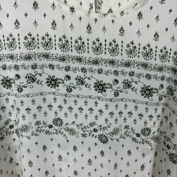 Cocomo Womens Tiered Sleeve Floral Blouse in Cream and Green Sz XL | Lightweight - Picture 3 of 9